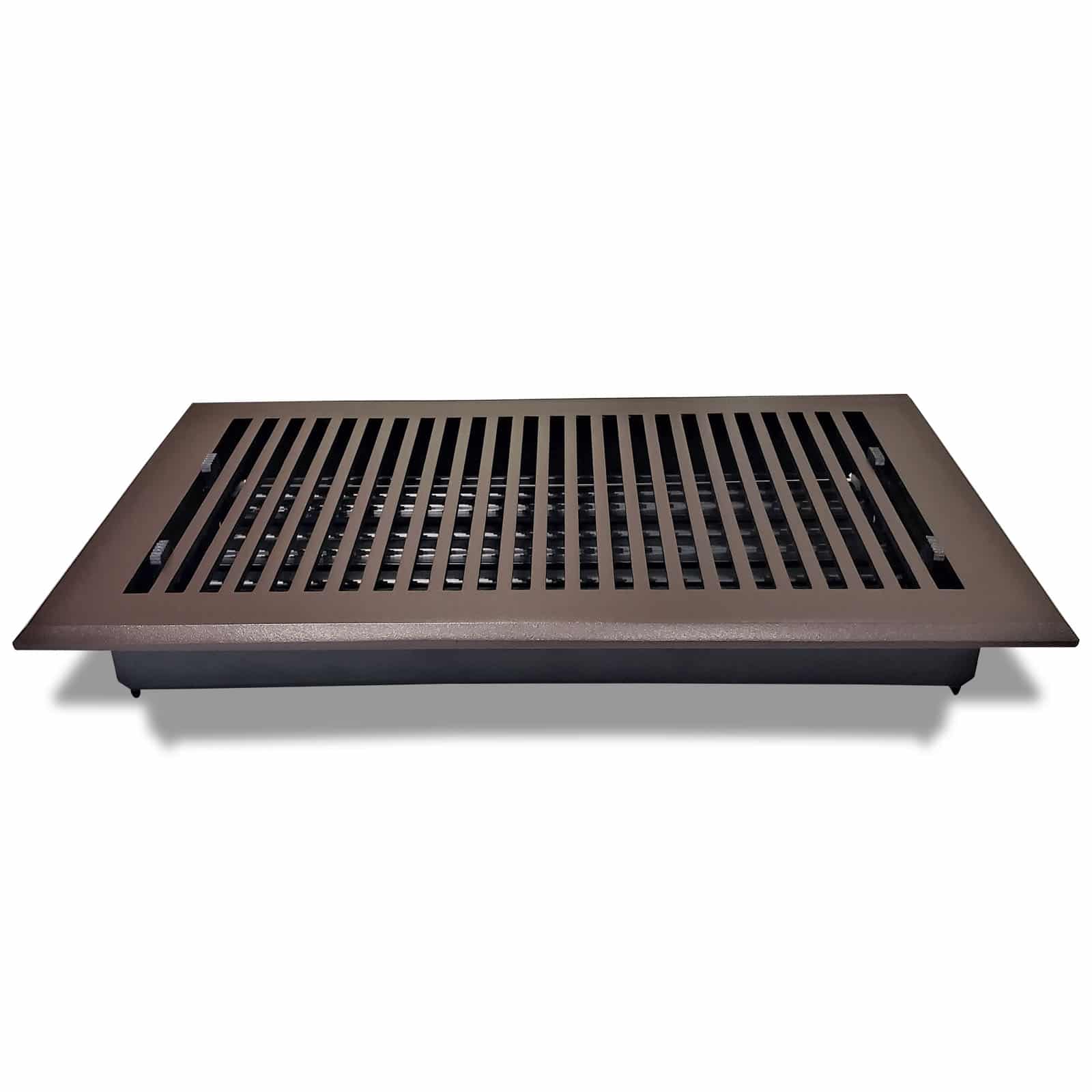 Floor Vent Cover / Register Size: 8” x 14” with Damper top faceplate outer size 10″ x 16″, thickness 5 mm, high-quality metal - cast aluminum powder coated Re-paintable for floors, walls, and ceilings - Modern and Contemporary Design (VR 102)