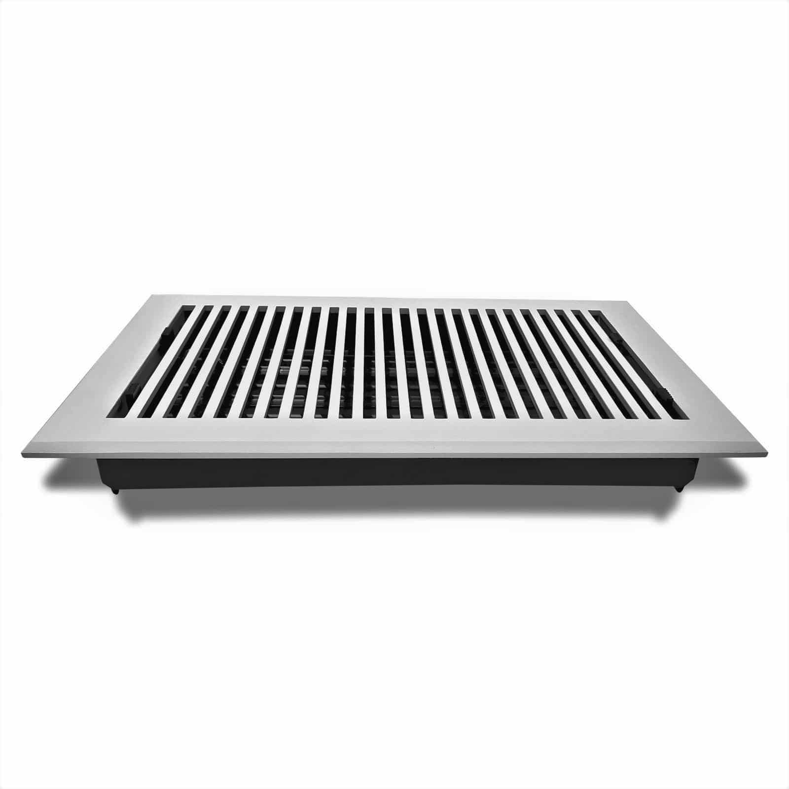 Floor Vent Cover / Register Size: 8” x 14” with Damper top faceplate outer size 10″ x 16″, thickness 5 mm, high-quality metal - cast aluminum powder coated Re-paintable for floors, walls, and ceilings - Modern and Contemporary Design (VR 102)