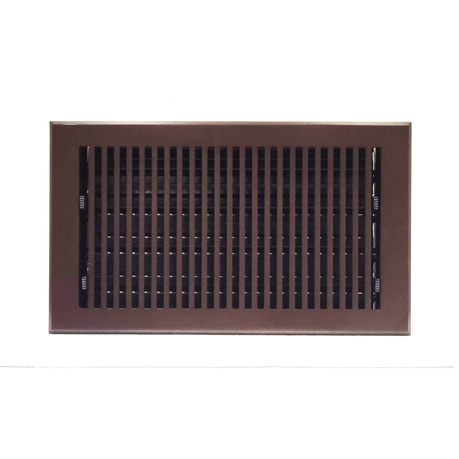 Floor Vent Cover / Register Size: 8” x 14” with Damper top faceplate outer size 10″ x 16″, thickness 5 mm, high-quality metal - cast aluminum powder coated Re-paintable for floors, walls, and ceilings - Modern and Contemporary Design (VR 102)