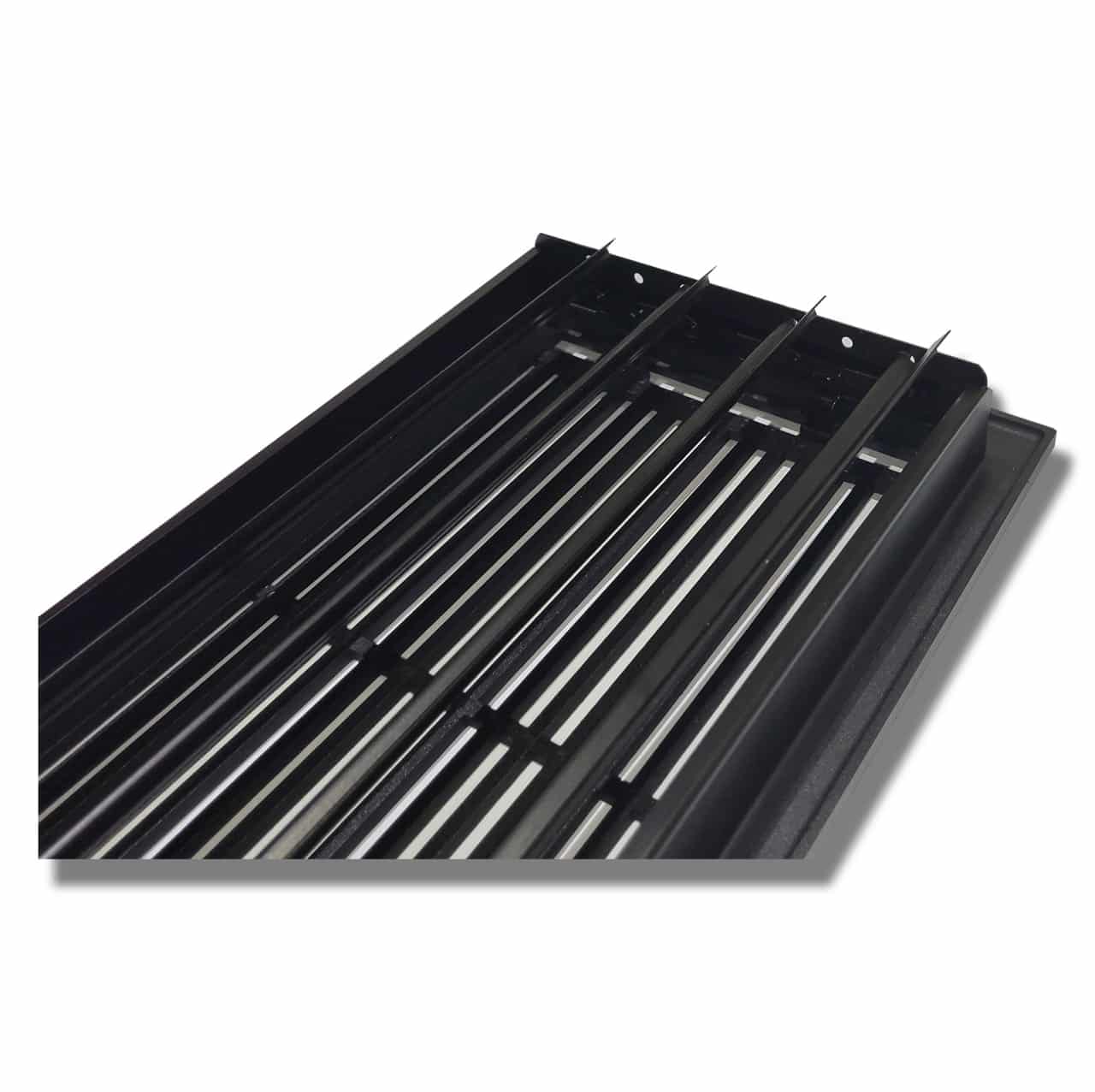 Floor Vent Cover / Register Size: 8” x 14” with Damper top faceplate outer size 9-1/2” x16”, thickness 5 mm, high-quality metal - cast aluminum powder coated Re-paintable for floors, walls, and ceilings - Modern Linear  Design (VR 109)