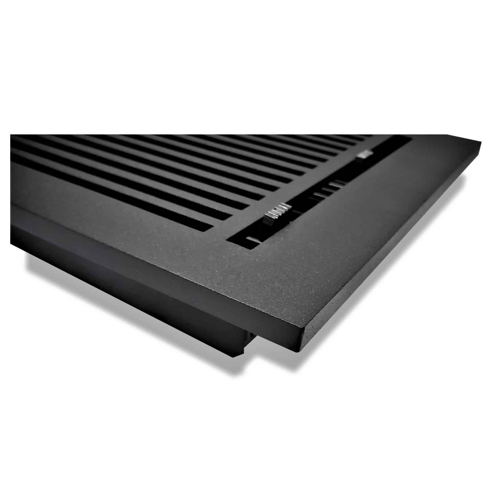 Floor Vent Cover / Register Size: 8” x 14” with Damper top faceplate outer size 9-1/2” x16”, thickness 5 mm, high-quality metal - cast aluminum powder coated Re-paintable for floors, walls, and ceilings - Modern Linear  Design (VR 109)