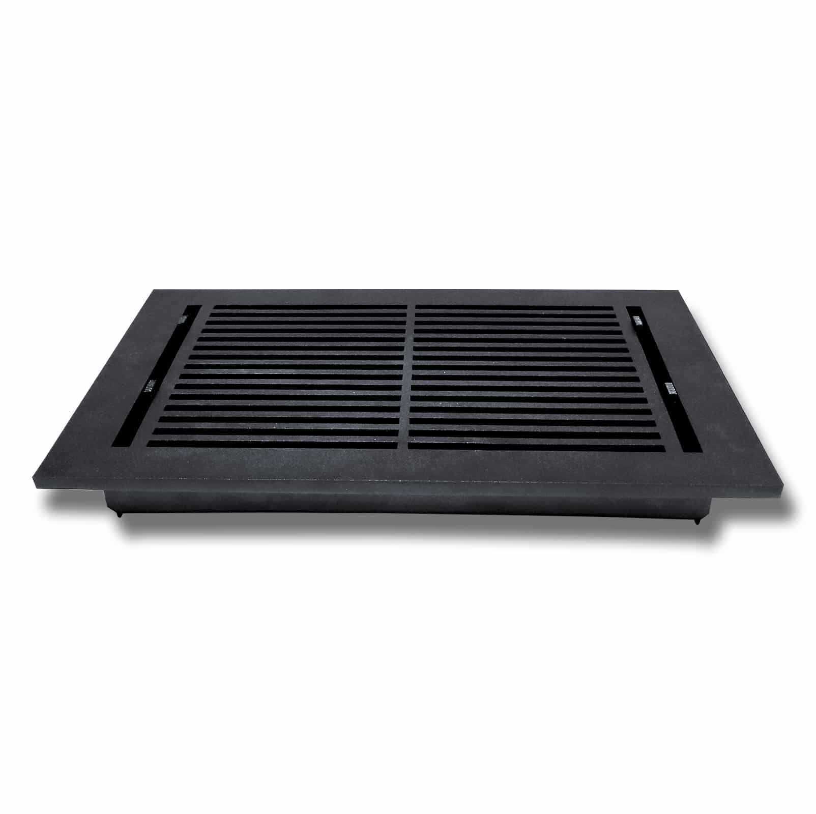 Floor Vent Cover / Register Size: 8” x 14” with Damper top faceplate outer size 9-1/2” x16”, thickness 5 mm, high-quality metal - cast aluminum powder coated Re-paintable for floors, walls, and ceilings - Modern Linear  Design (VR 109)