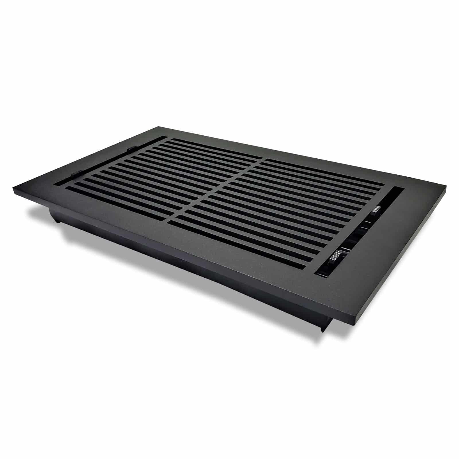 Floor Vent Cover / Register Size: 8” x 14” with Damper top faceplate outer size 9-1/2” x16”, thickness 5 mm, high-quality metal - cast aluminum powder coated Re-paintable for floors, walls, and ceilings - Modern Linear  Design (VR 109)
