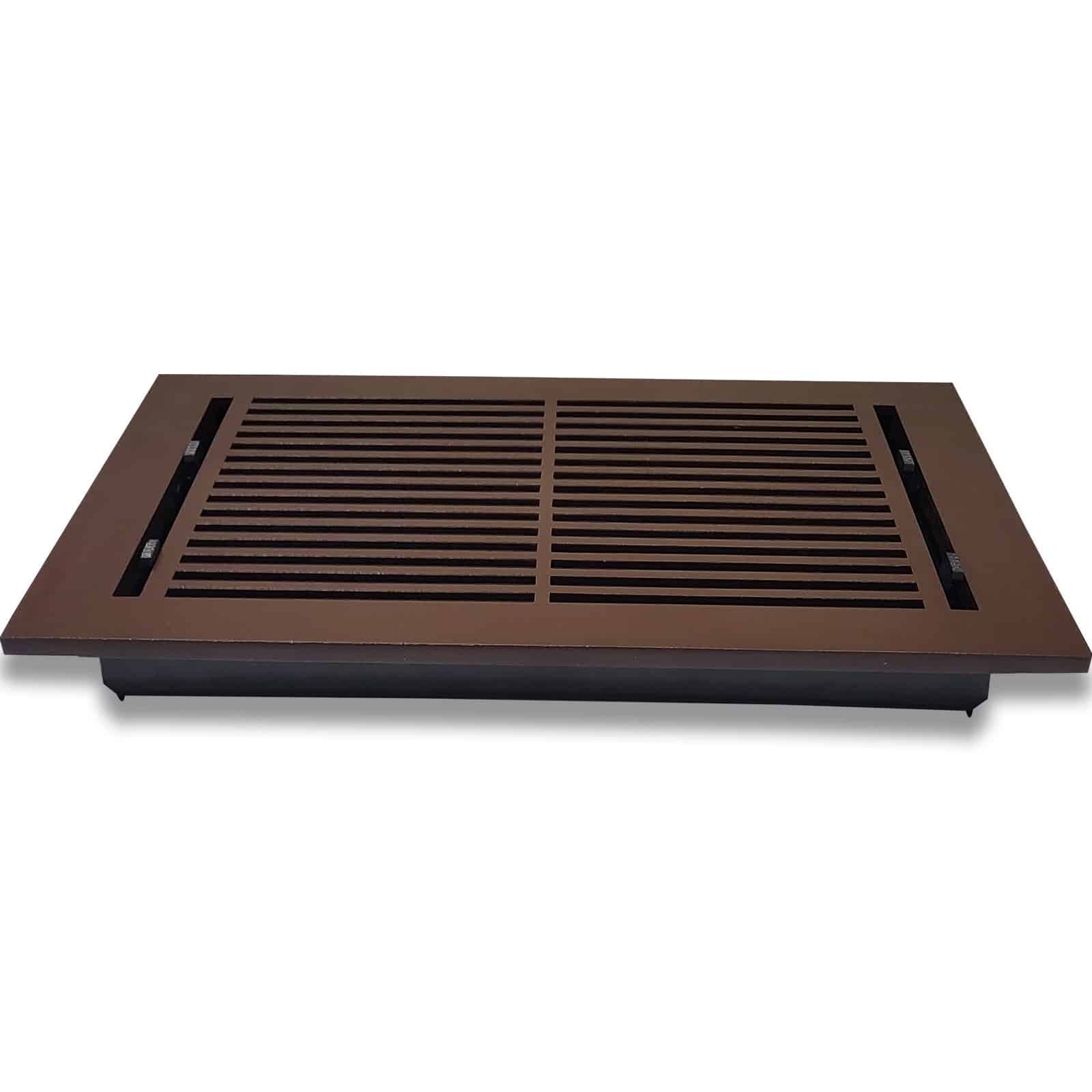 Floor Vent Cover / Register Size: 8” x 14” with Damper top faceplate outer size 9-1/2” x16”, thickness 5 mm, high-quality metal - cast aluminum powder coated Re-paintable for floors, walls, and ceilings - Modern Linear  Design (VR 109)