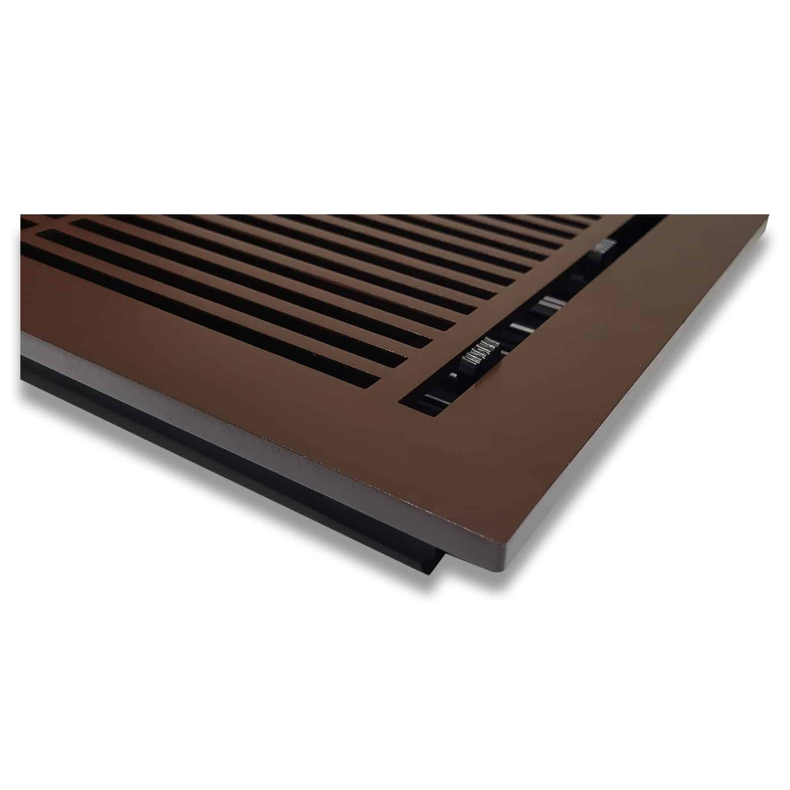 Floor Vent Cover / Register Size: 8” x 14” with Damper top faceplate outer size 9-1/2” x16”, thickness 5 mm, high-quality metal - cast aluminum powder coated Re-paintable for floors, walls, and ceilings - Modern Linear  Design (VR 109)