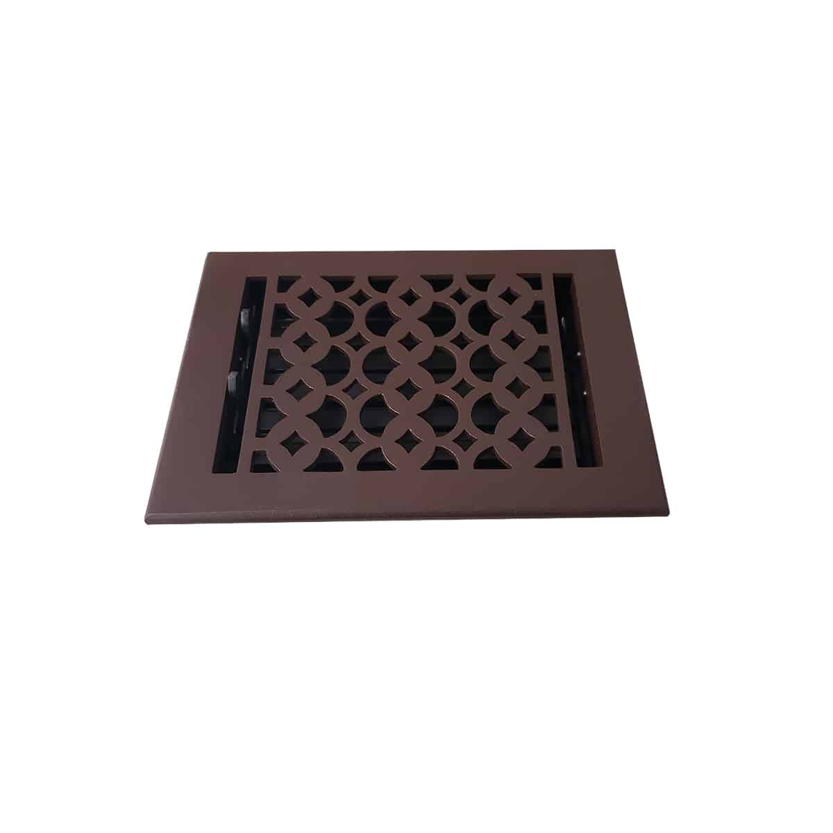 Floor Vent Cover / Register Size: 8” x 8” VR100 with Damper top faceplate outer size 9-1/2″ x 10″, thickness 5 mm, decorative handcrafted high-quality metal – cast aluminum powder coated Re-paintable for floors, walls, and ceilings