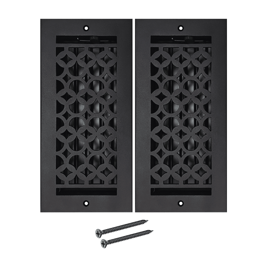 Floor Vent Cover / Register Size: 4” x 10” VR100 with Damper top faceplate outer size 6″ x 12″, thickness 5 mm, decorative high-quality metal – cast aluminum powder coated Re-paintable for floors, walls, and ceilings