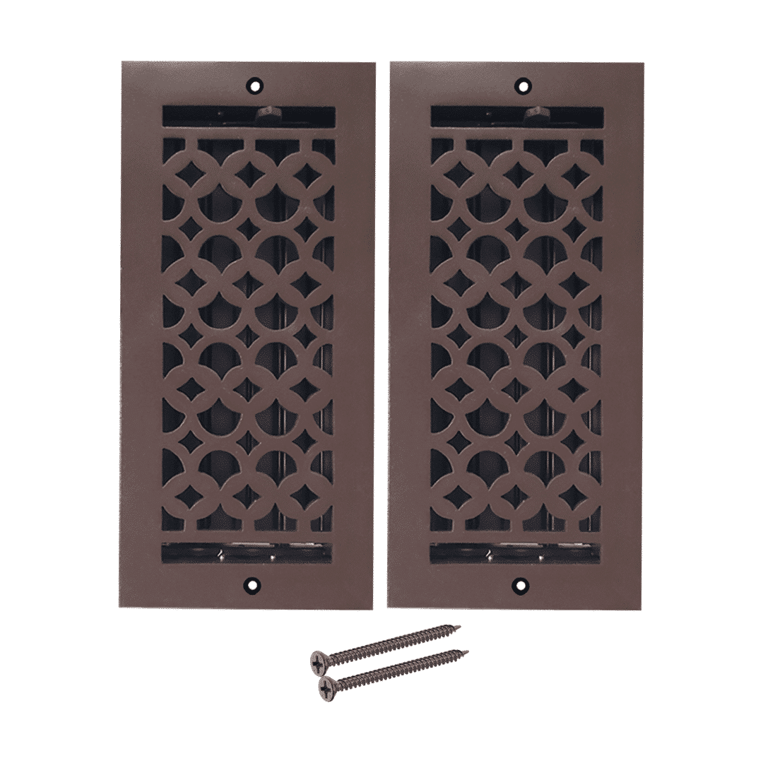 Floor Vent Cover / Register Size: 4” x 10” VR100 with Damper top faceplate outer size 6″ x 12″, thickness 5 mm, decorative high-quality metal – cast aluminum powder coated Re-paintable for floors, walls, and ceilings