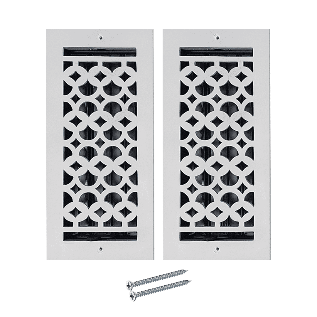 Floor Vent Cover / Register Size: 4” x 10” VR100 with Damper top faceplate outer size 6″ x 12″, thickness 5 mm, decorative high-quality metal – cast aluminum powder coated Re-paintable for floors, walls, and ceilings