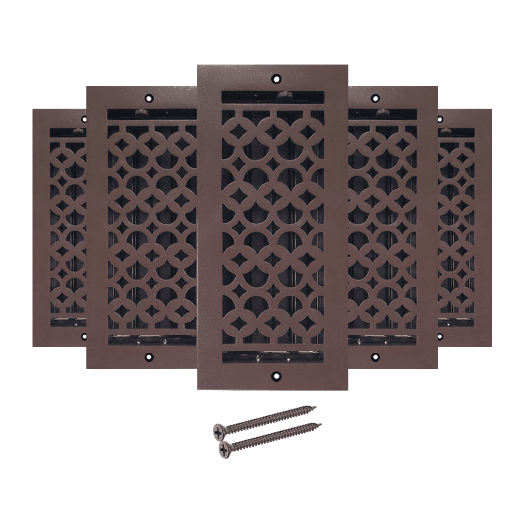 Floor Vent Cover / Register Size: 4” x 10” VR100 with Damper top faceplate outer size 6″ x 12″, thickness 5 mm, decorative high-quality metal – cast aluminum powder coated Re-paintable for floors, walls, and ceilings
