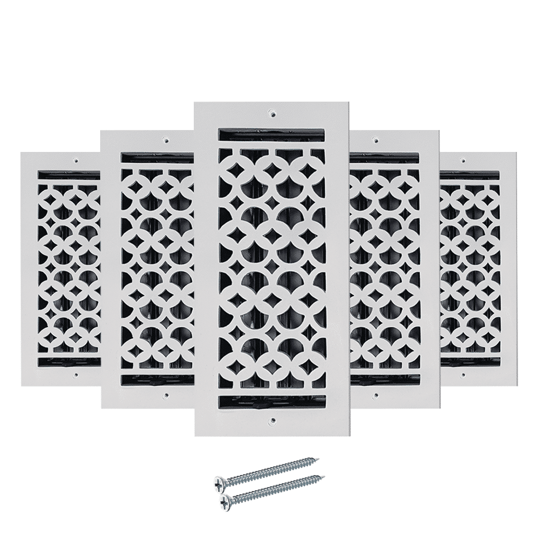Floor Vent Cover / Register Size: 4” x 10” VR100 with Damper top faceplate outer size 6″ x 12″, thickness 5 mm, decorative high-quality metal – cast aluminum powder coated Re-paintable for floors, walls, and ceilings