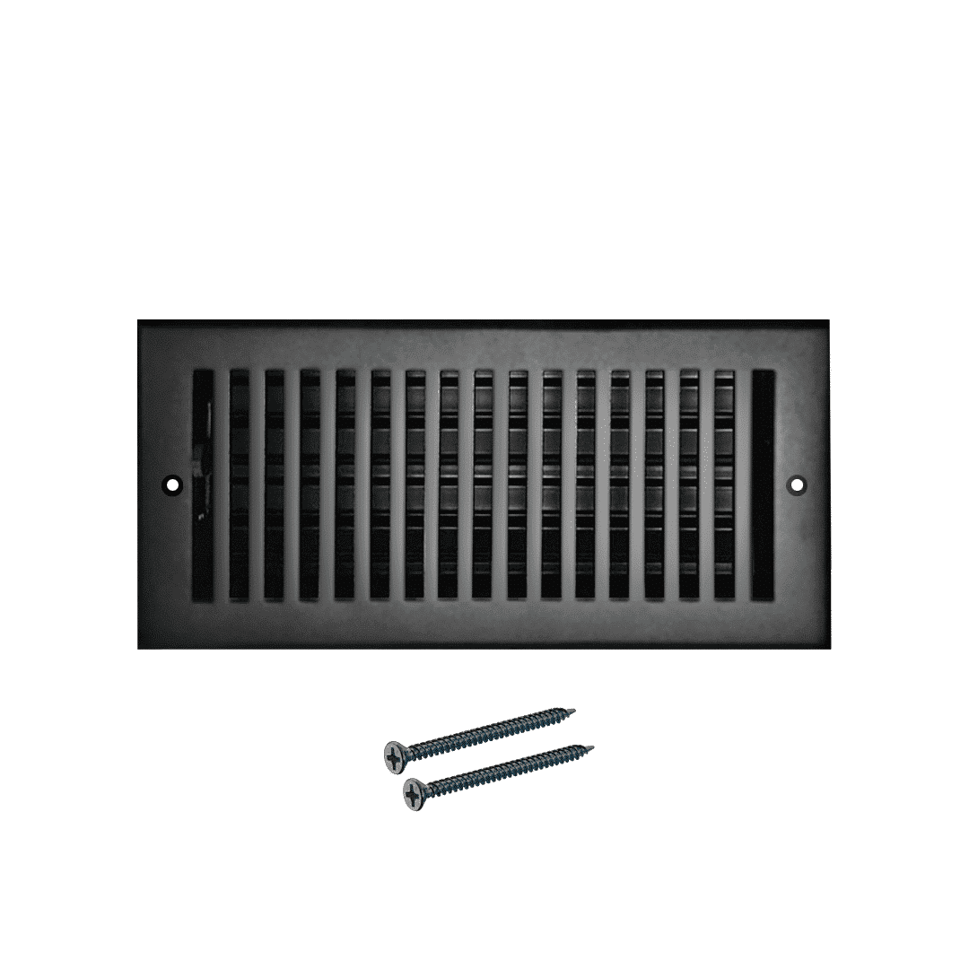 Floor Vent Cover / Register Size: 4” x 10” with Damper top faceplate outer size 6″ x 12″, thickness 5 mm, high-quality metal - cast aluminum powder coated Re-paintable for floors, walls, and ceilings - Modern and Contemporary Design (VR 102)