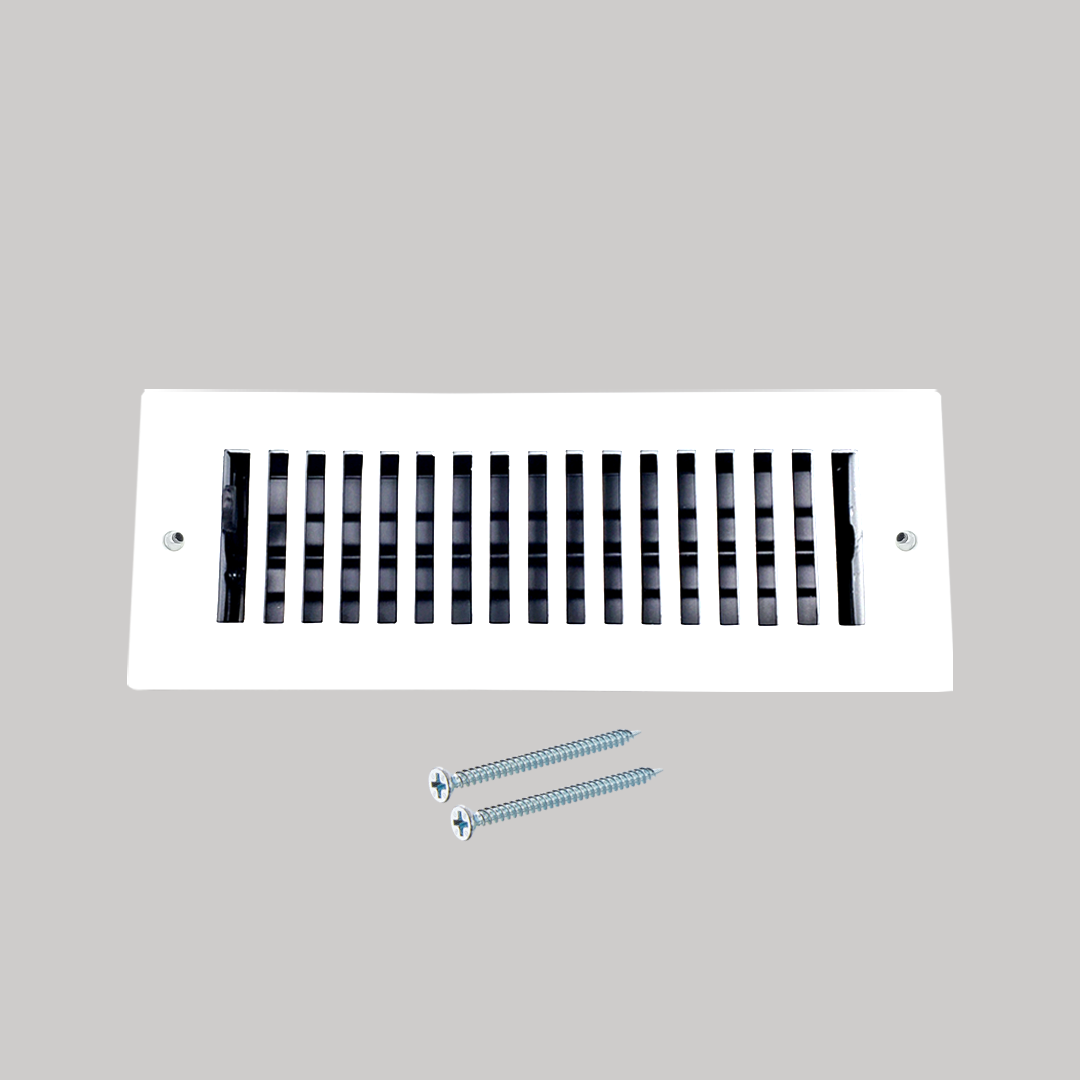 Floor Vent Cover / Register Size: 4” x 10” with Damper top faceplate outer size 6″ x 12″, thickness 5 mm, high-quality metal - cast aluminum powder coated Re-paintable for floors, walls, and ceilings - Modern and Contemporary Design (VR 102)