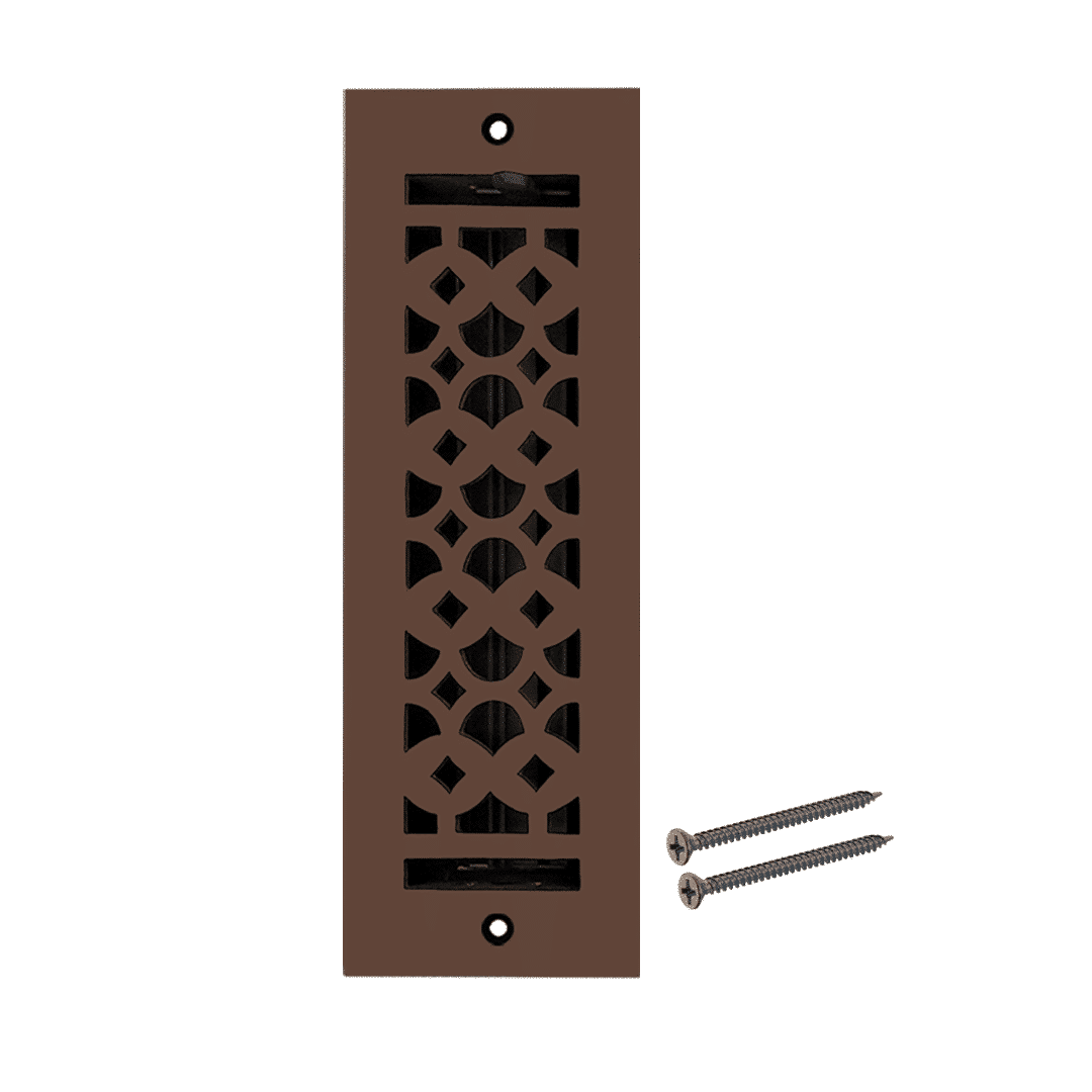 Floor Vent Cover / Register Size: 3” x 10” VR100 with Damper top faceplate outer size 12″x5″, thickness 5 mm, decorative handcrafted high-quality metal - cast aluminum powder coated Re-paintable for floors, walls, and ceilings