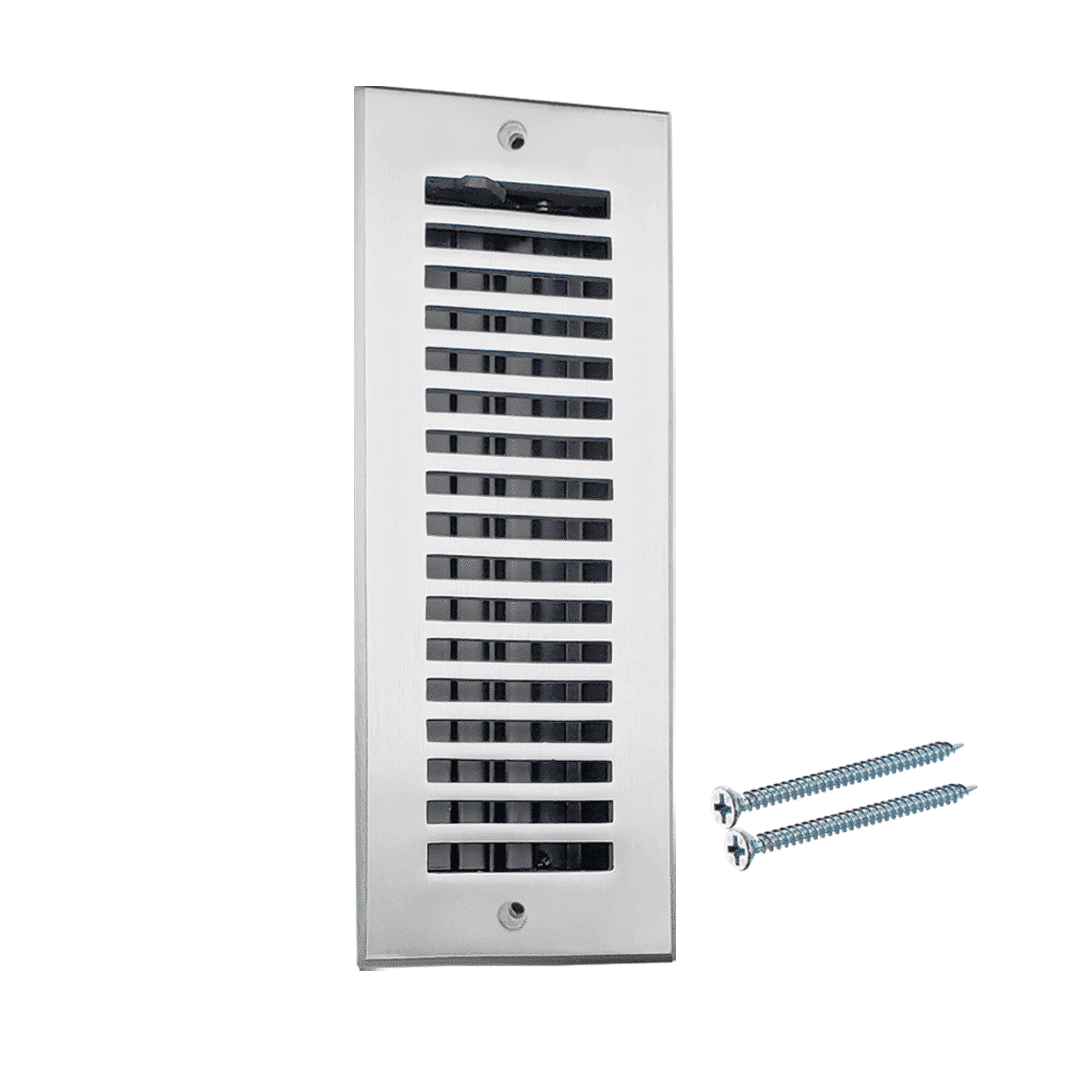 Floor Vent Cover / Register Size: 3” x 10” with Damper top faceplate outer size 12″x5″, thickness 5 mm, handcrafted high-quality metal – cast aluminum powder coated Re-paintable for floors, walls, and ceilings – Modern and Contemporary Design (VR 102)