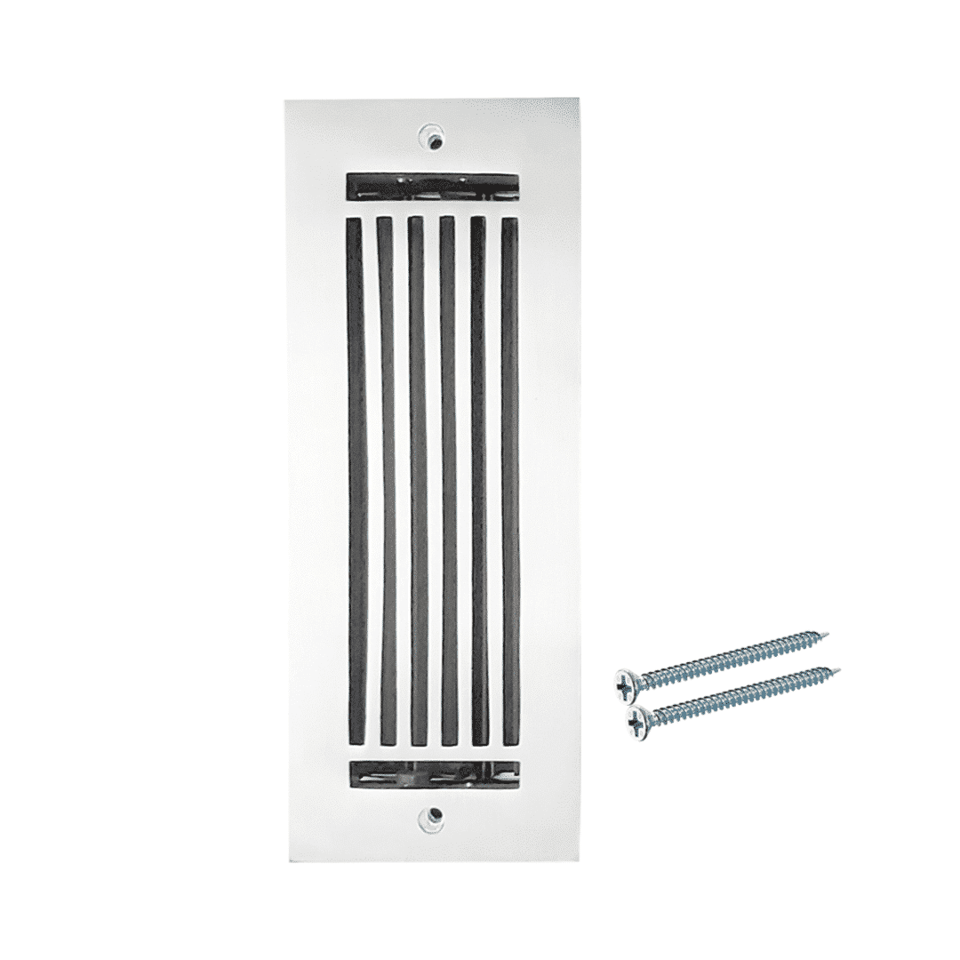 Floor Vent Cover / Register Size: 3” X 10” With Damper Top Faceplate Outer Size 12"x5", Thickness 5 Mm, High-Quality Metal – Cast Aluminum Powder Coated Re-Paintable For Floors, Walls, And Ceilings – Modern Linear Design (VR 109)