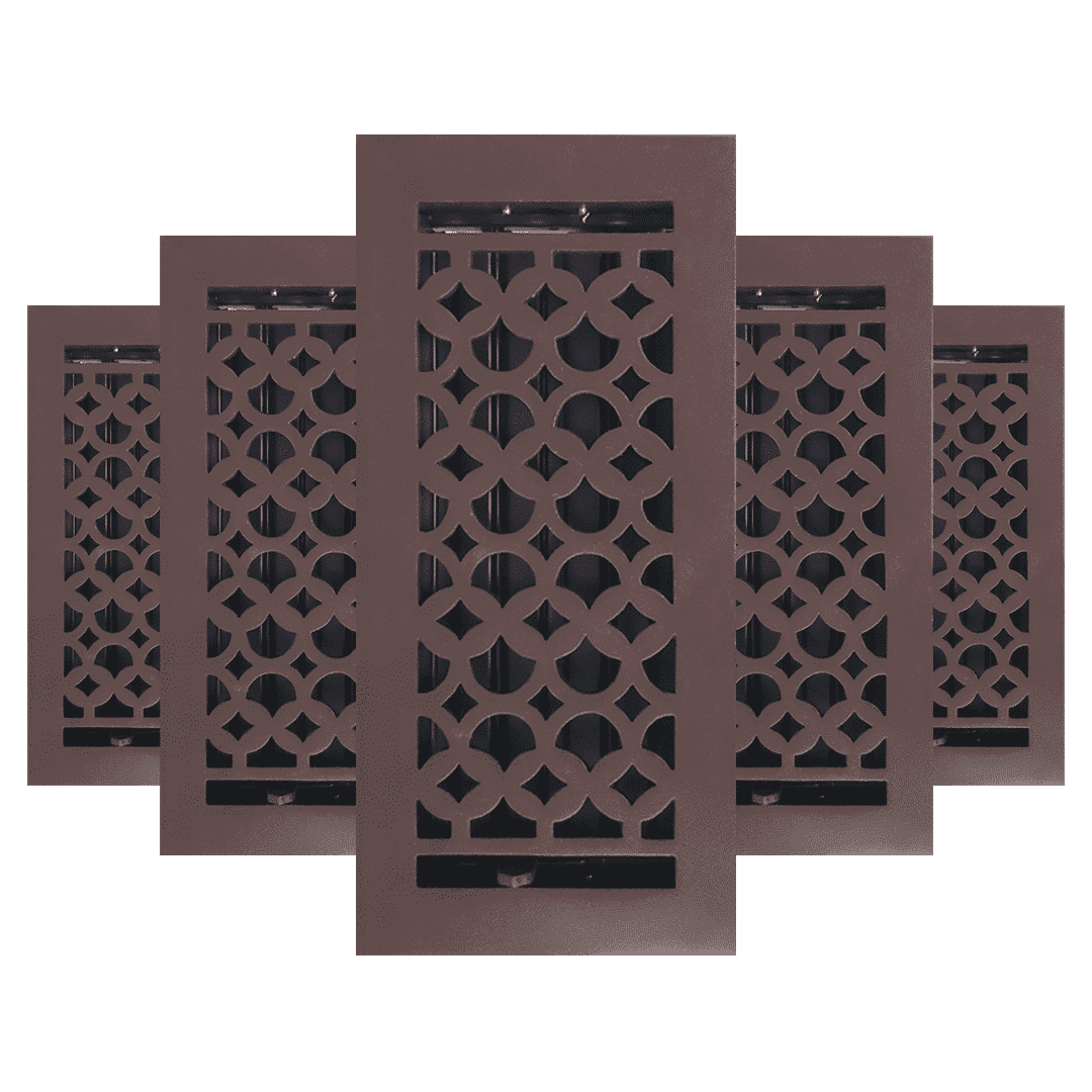 Floor Vent Cover / Register Size: 4” x 10” VR100 with Damper top faceplate outer size 6″ x 12″, thickness 5 mm, decorative high-quality metal – cast aluminum powder coated Re-paintable for floors, walls, and ceilings