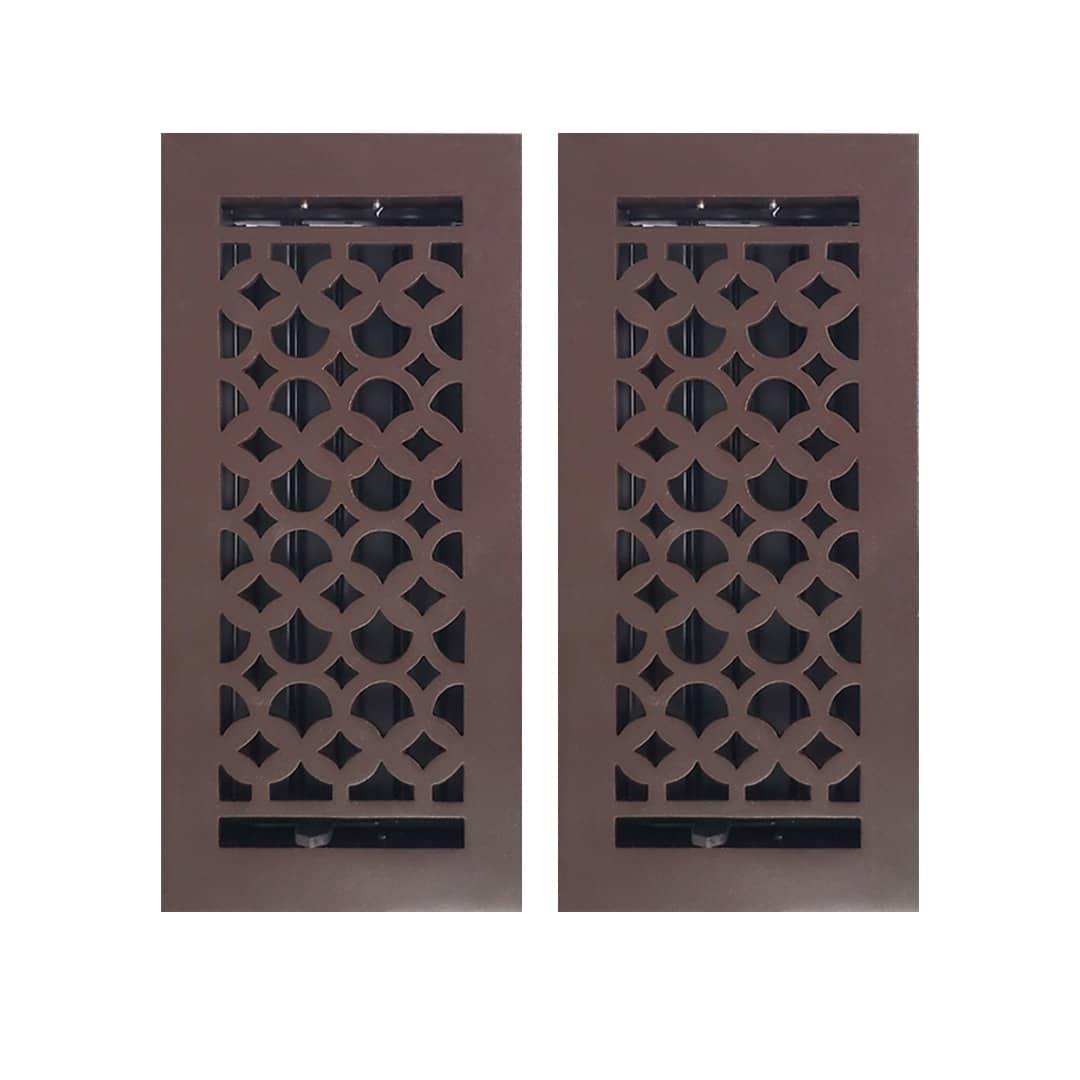 Floor Vent Cover / Register Size: 4” x 10” VR100 with Damper top faceplate outer size 6″ x 12″, thickness 5 mm, decorative high-quality metal – cast aluminum powder coated Re-paintable for floors, walls, and ceilings
