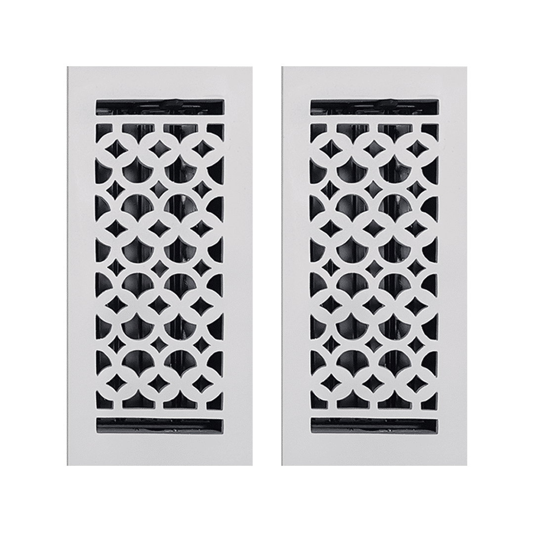 Floor Vent Cover / Register Size: 4” x 10” VR100 with Damper top faceplate outer size 6″ x 12″, thickness 5 mm, decorative high-quality metal – cast aluminum powder coated Re-paintable for floors, walls, and ceilings