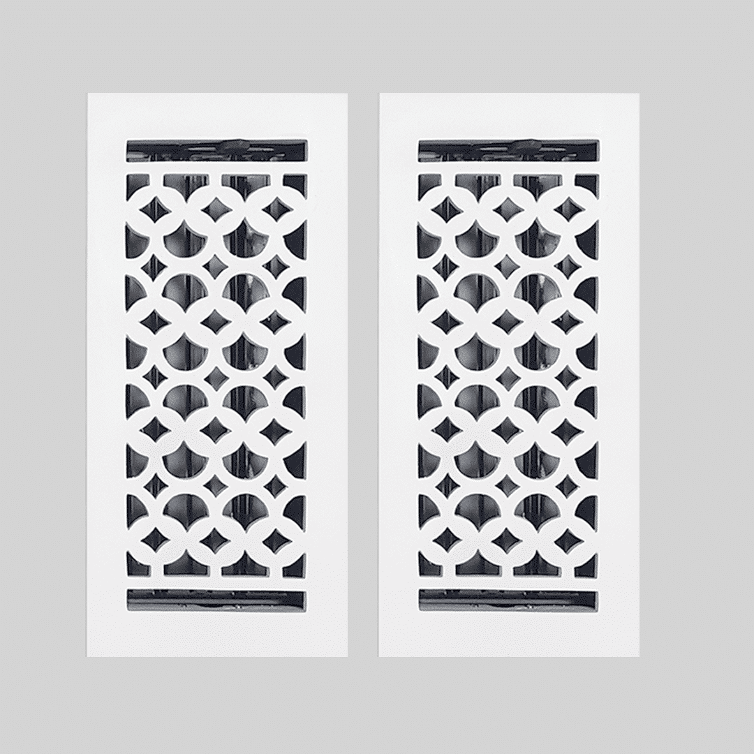 Floor Vent Cover / Register Size: 4” x 10” VR100 with Damper top faceplate outer size 6″ x 12″, thickness 5 mm, decorative high-quality metal – cast aluminum powder coated Re-paintable for floors, walls, and ceilings