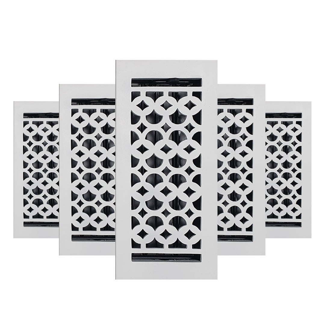 Floor Vent Cover / Register Size: 4” x 10” VR100 with Damper top faceplate outer size 6″ x 12″, thickness 5 mm, decorative high-quality metal – cast aluminum powder coated Re-paintable for floors, walls, and ceilings