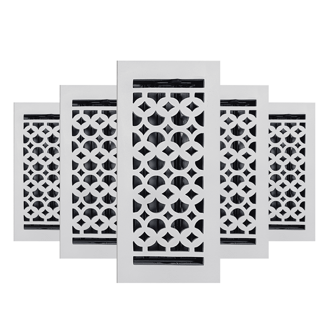 Floor Vent Cover / Register Size: 4” x 10” VR100 with Damper top faceplate outer size 6″ x 12″, thickness 5 mm, decorative high-quality metal – cast aluminum powder coated Re-paintable for floors, walls, and ceilings