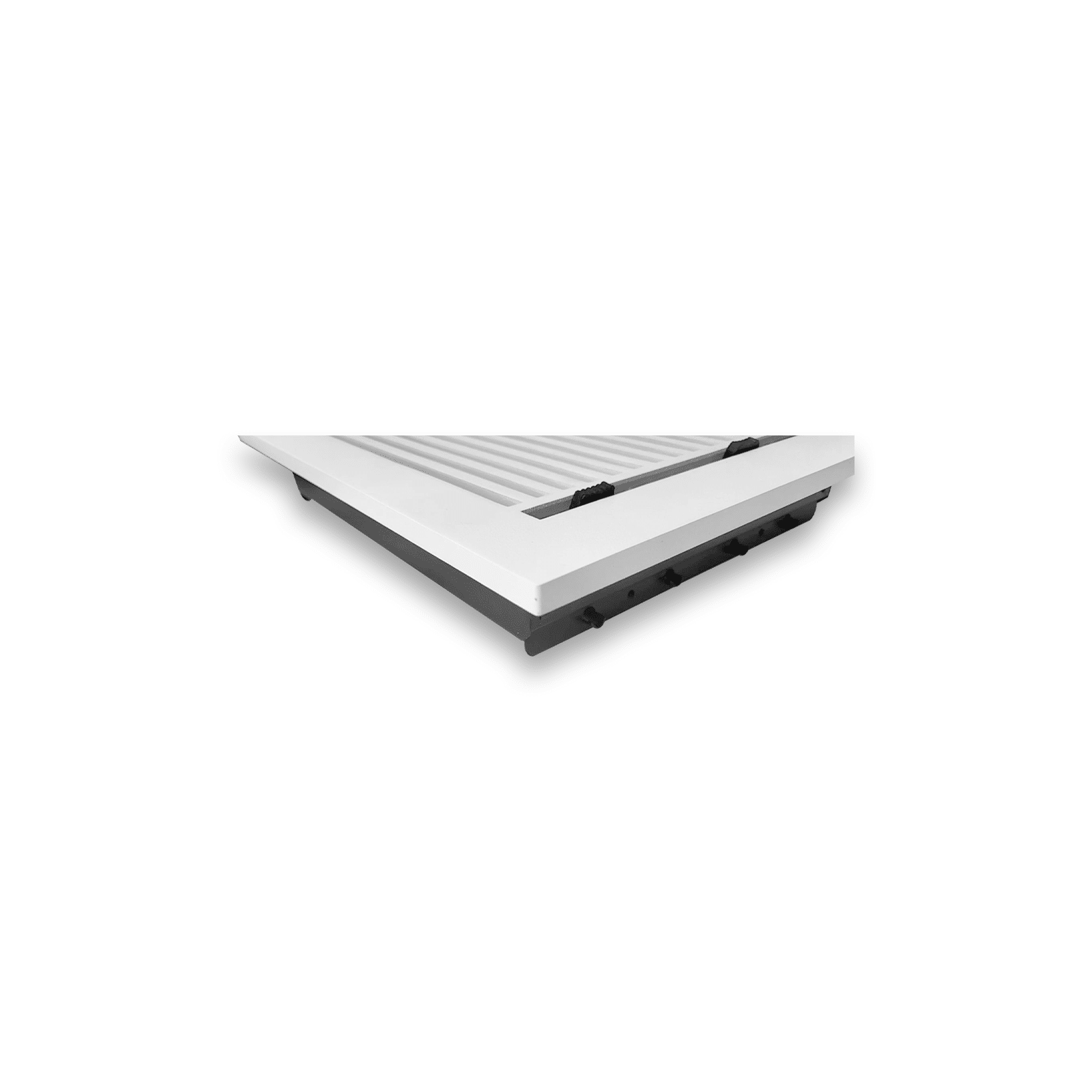 Floor Vent Cover / Register Size: 6” x 10” with Damper top faceplate outer size 8″ x 12”, thickness 5 mm, high-quality metal - cast aluminum white powder coated Re-paintable for floors, walls, and ceilings - Modern Linear  Design (VR 109)