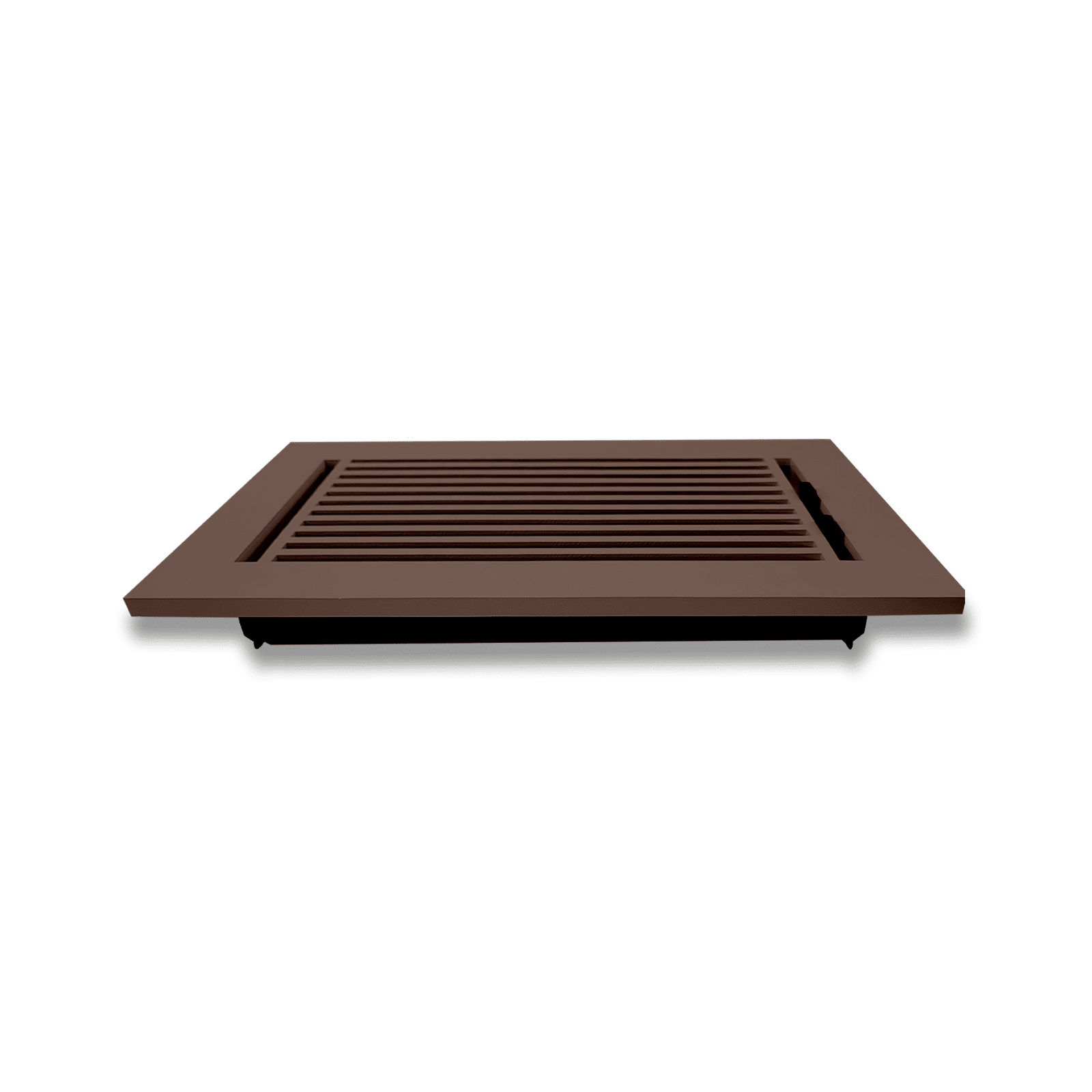 Floor Vent Cover / Register Size: 6” x 12” with Damper top faceplate outer size 8″ x 14”, thickness 5 mm, high-quality metal - cast aluminum brown powder coated Re-paintable for floors, walls, and ceilings - Modern Linear  Design (VR 109)