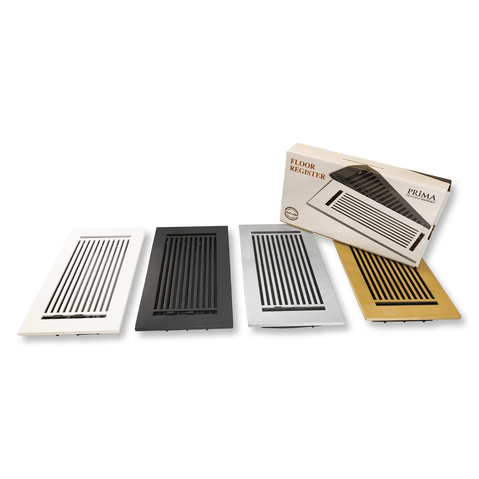 Floor Vent Cover / Register Size: 6” x 12” with Damper top faceplate outer size 8″ x 14”, thickness 5 mm, high-quality metal - cast aluminum brown powder coated Re-paintable for floors, walls, and ceilings - Modern Linear  Design (VR 109)