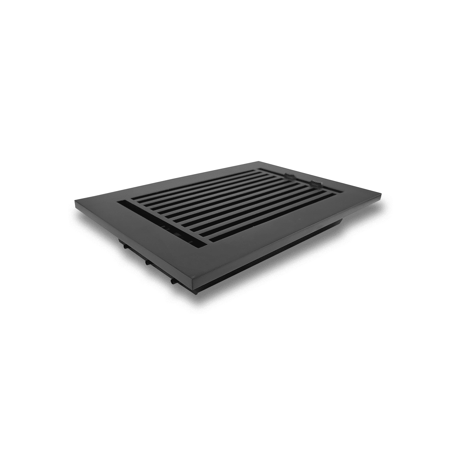 Floor Vent Cover / Register Size: 8” x 10” with Damper top faceplate outer size 10″ x 12”, thickness 5 mm, high-quality metal - cast aluminum black  powder coated Re-paintable for floors, walls, and ceilings - Modern Linear  Design (VR 109)