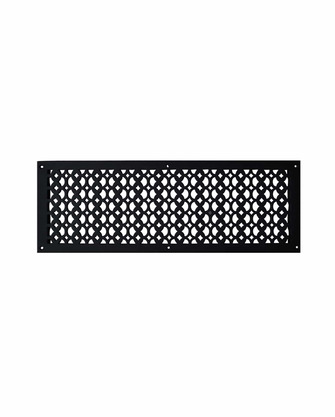 Air Return Grill 8″ X 26″ VR100 With Holes And Matching Screws Top Faceplate Size 10″ x 28-1/2″ HVAC Duct Cover Decorative Handcrafted High-Quality Metal – Cast Iron Powder Coated Re-Paintable For Walls, Ceilings, And Floors without Damper