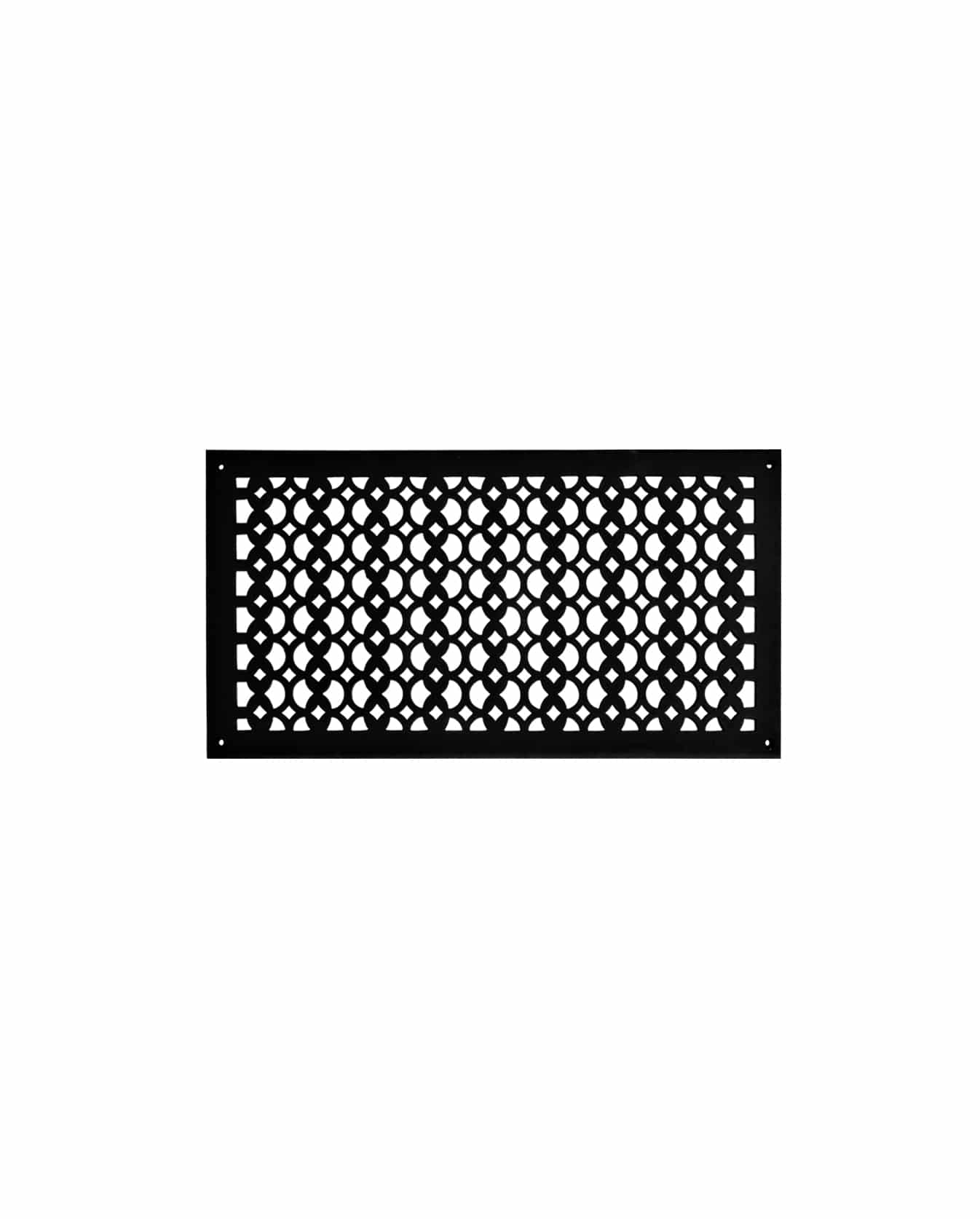Air Return Grill 9″ X 20″ VR100 With Holes And Matching Screws Top Faceplate Size 11″ x 22-1/2″ HVAC Duct Cover Decorative Handcrafted High-Quality Metal – Cast Iron Powder Coated Re-Paintable For Walls, Ceilings, And Floors without Damper