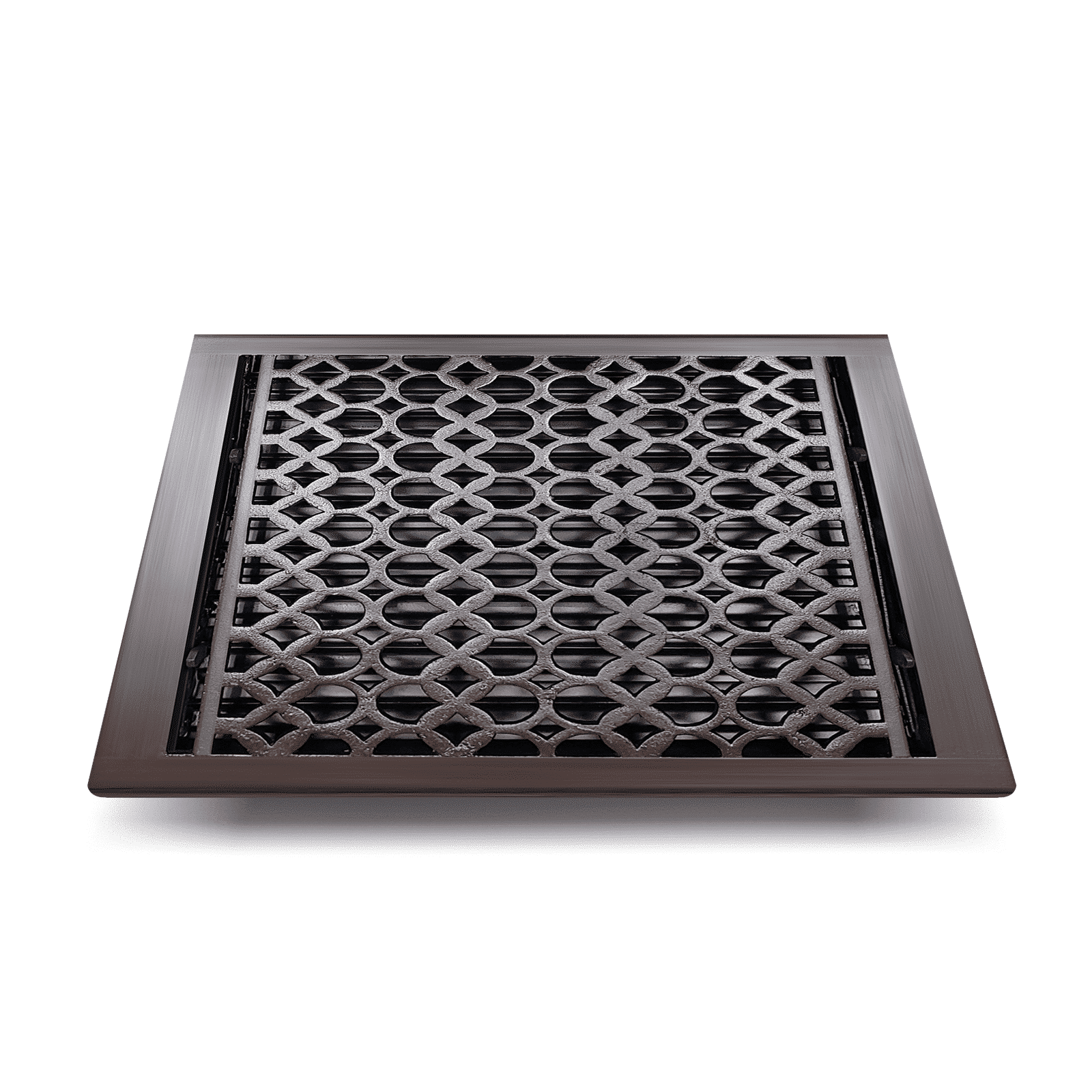 Cast Iron Floor Vent Cover / Register Size: 14″ x 14″ with Damper top faceplate outer size 14-1/4″ X 15″, thickness 5 mm, Premium Hand Made heavy-duty, durable, walkable – Powder coated Re-paintable for floors and walls-Tudor Mushroom Design (VR 100)