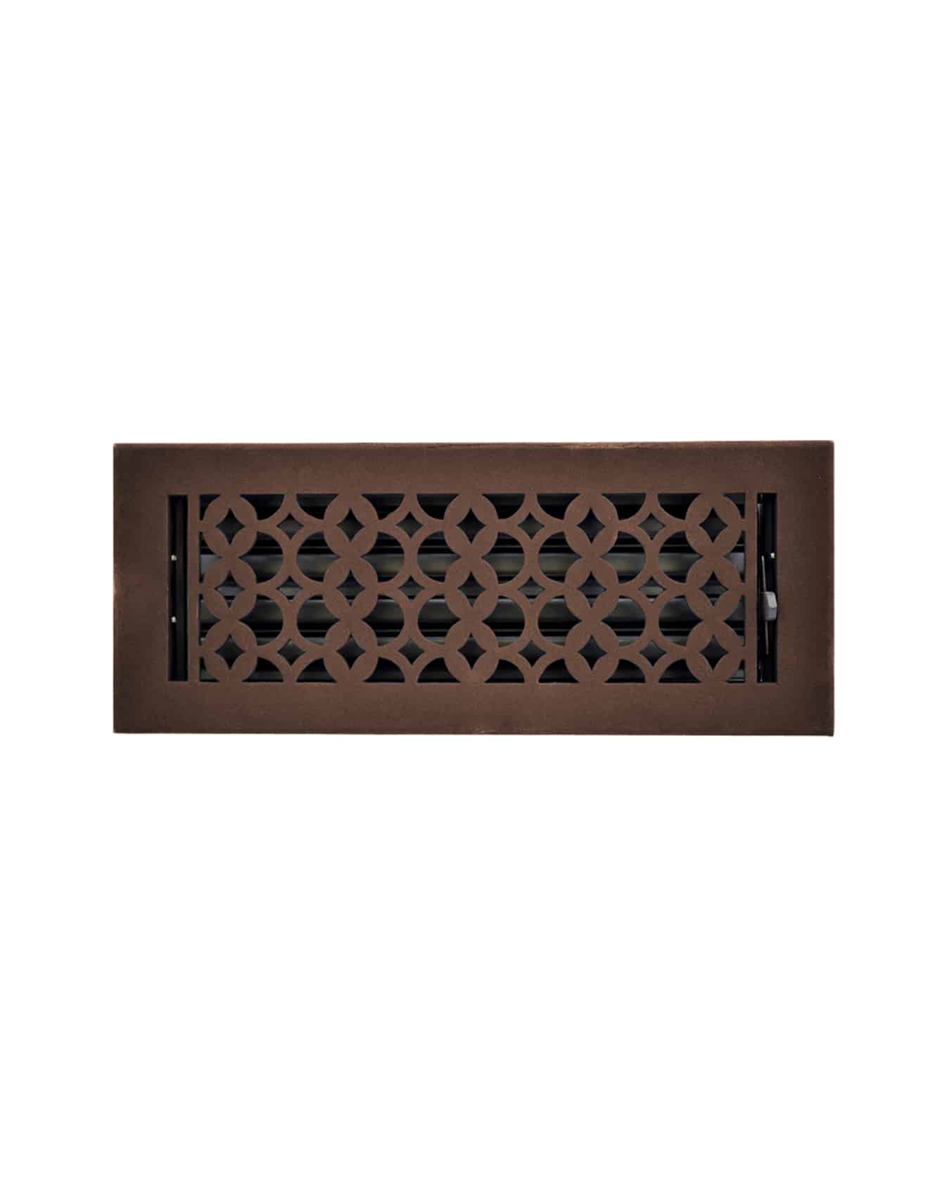 Cast Iron Floor Vent Cover / Register Size: 4″ x 12″ VR100 with Damper top faceplate outer size 5-1/2″ x 14″, thickness 5 mm, Premium Hand Made heavy-duty, durable, walkable – Powder coated Re-paintable for floors and walls