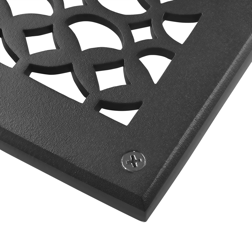 Air Return Grill 8″ x 24″ VR100 With Holes and Matching Screws Top Faceplate Size 10″ x 26-1/2″ HVAC Duct Cover Decorative Handcrafted High-Quality Metal – Cast Aluminum Powder Coated Re-Paintable For Walls, Ceilings, and Floors without Damper