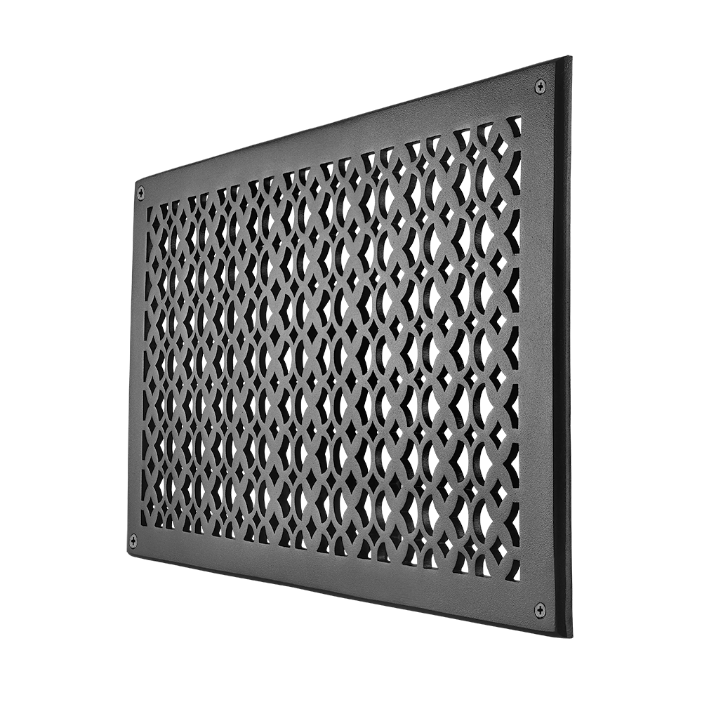 Air Return Grill 10″ x 22″ VR100 With Holes and Matching Screws Top Faceplate Size 12″ x 24″ HVAC Duct Cover Decorative Handcrafted High-Quality Metal – Cast Aluminum Powder Coated Re-Paintable For Walls, Ceilings, and Floors without Damper