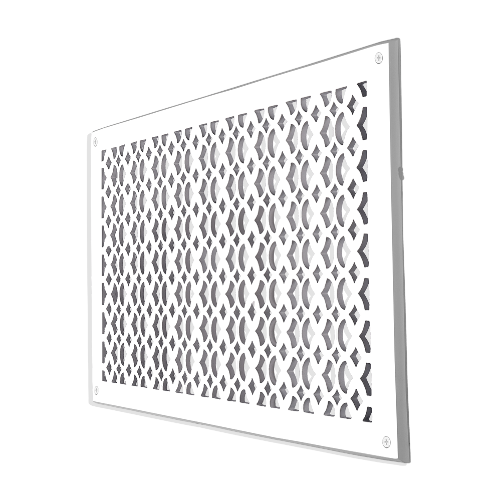 Air Return Grill 10″ x 24″ VR100 With Holes and Matching Screws Top Faceplate Size 12″ x 26″ HVAC Duct Cover Decorative Handcrafted High-Quality Metal – Cast Aluminum Powder Coated Re-Paintable For Walls, Ceilings, and Floors without Damper