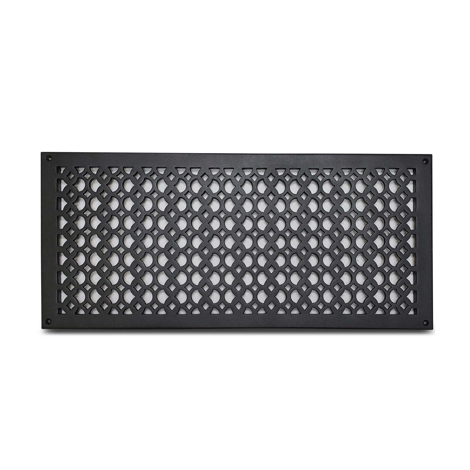 Air Return Grill 10″ X 24″ VR100 With Holes And Matching Screws Top Faceplate Size 12″ x 26″ HVAC Duct Cover Decorative Handcrafted High-Quality Metal – Cast Aluminum Powder Coated Re-Paintable For Walls, Ceilings, And Floors without Damper