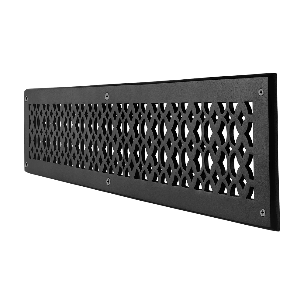 Air Return Grill 3″ x 24″ VR100 With Holes and Matching Screws Top Faceplate Size 5″ x 26″ HVAC Duct Cover Decorative Handcrafted High-Quality Metal – Cast Aluminum Powder Coated Re-Paintable For Walls, Ceilings, and Floors without Damper
