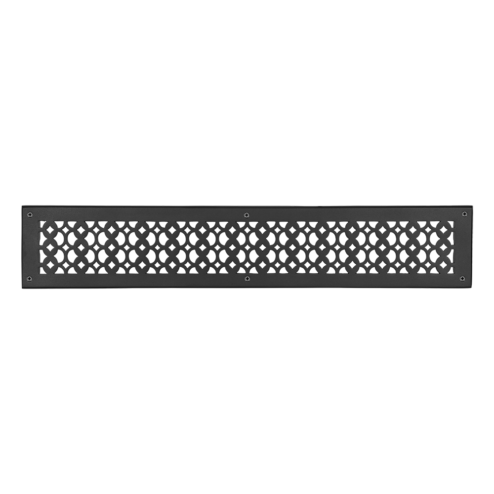 Air Return Grill 3″ x 24″ VR100 With Holes and Matching Screws Top Faceplate Size 5″ x 26″ HVAC Duct Cover Decorative Handcrafted High-Quality Metal – Cast Aluminum Powder Coated Re-Paintable For Walls, Ceilings, and Floors without Damper