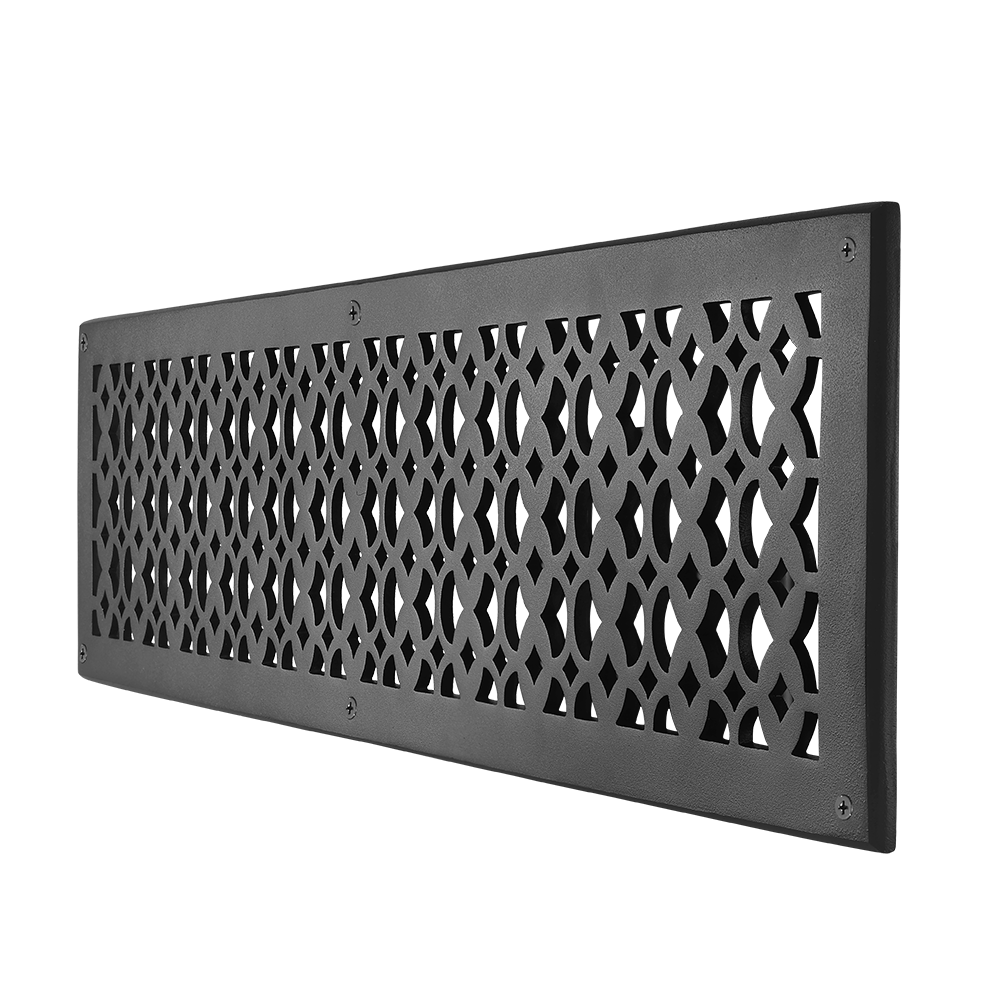 Air Return Grill 6″ x 30″ VR100 With Holes and Matching Screws Top Faceplate Size 7-1/4″ x 31-1/2″ HVAC Duct Cover Decorative Handcrafted High-Quality Metal – Cast Aluminum Powder Coated Re-Paintable For Walls, Ceilings, and Floors without Damper