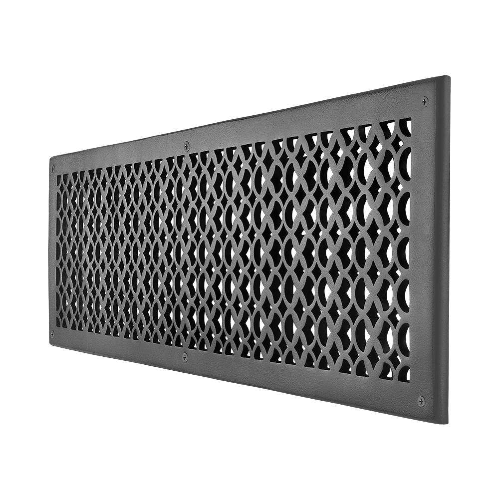 Air Return Grill 8″ x 30″ VR100 With Holes and Matching Screws Top Faceplate Size 10″ x 32″ HVAC Duct Cover Decorative Handcrafted High-Quality Metal – Cast Aluminum Powder Coated Re-Paintable For Walls, Ceilings, and Floors without Damper
