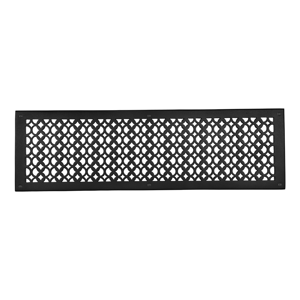 Air Return Grill 8″ x 30″ VR100 With Holes and Matching Screws Top Faceplate Size 10″ x 32″ HVAC Duct Cover Decorative Handcrafted High-Quality Metal – Cast Aluminum Powder Coated Re-Paintable For Walls, Ceilings, and Floors without Damper