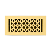 Floor Vent Cover / Register Size: 3” x 10” VR100 with Damper top faceplate outer size 12″x5″, thickness 5 mm, decorative handcrafted high-quality metal - cast aluminum Brushed Gold Re-paintable for floors, walls, and ceilings
