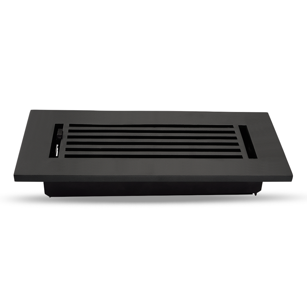 Floor Vent Cover / Register Size: 3” X 10” With Damper Top Faceplate Outer Size 12"x5", Thickness 5 Mm, High-Quality Metal – Cast Aluminum Powder Coated Re-Paintable For Floors, Walls, and Ceilings – Modern Linear Design (VR 109)