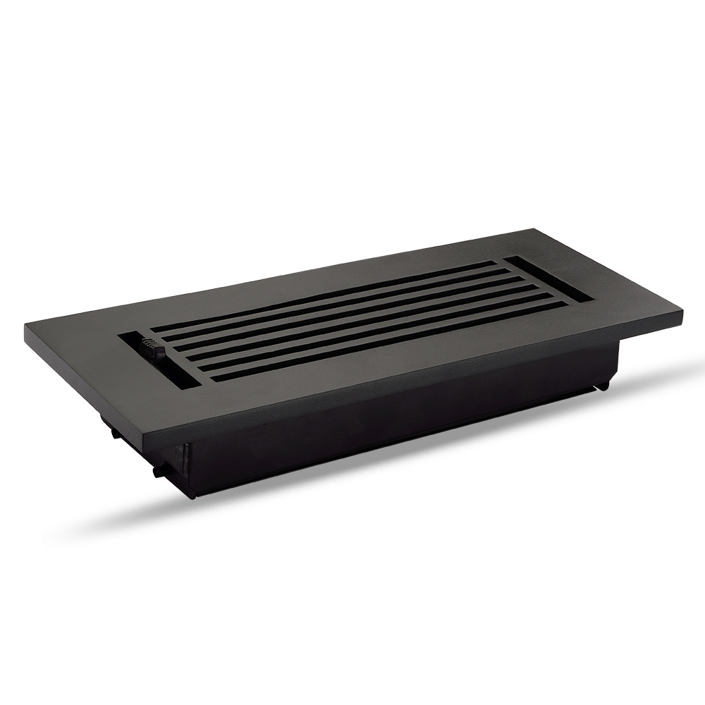 Floor Vent Cover / Register Size: 3” X 10” With Damper Top Faceplate Outer Size 12"x5", Thickness 5 Mm, High-Quality Metal – Cast Aluminum Powder Coated Re-Paintable For Floors, Walls, and Ceilings – Modern Linear Design (VR 109)