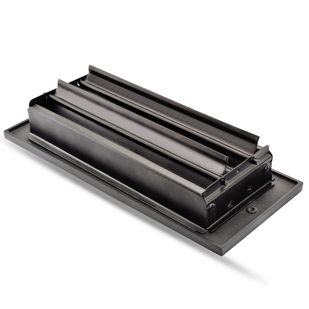 Floor Vent Cover / Register Size: 3” X 10” With Damper Top Faceplate Outer Size 12"x5", Thickness 5 Mm, High-Quality Metal – Cast Aluminum Powder Coated Re-Paintable For Floors, Walls, and Ceilings – Modern Linear Design (VR 109)
