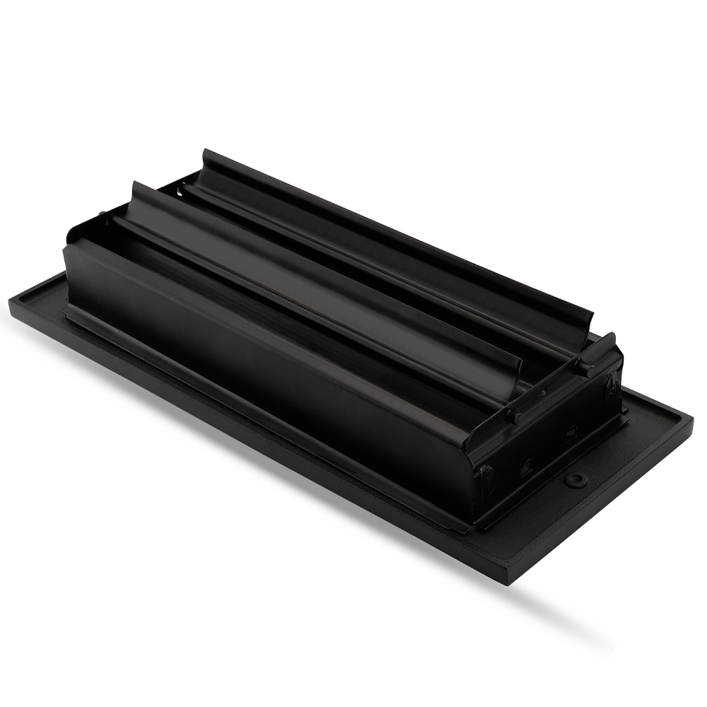 Floor Vent Cover / Register Size: 3” X 10” With Damper Top Faceplate Outer Size 12"x5", Thickness 5 Mm, High-Quality Metal – Cast Aluminum Powder Coated Re-Paintable For Floors, Walls, and Ceilings – Modern Linear Design (VR 109)