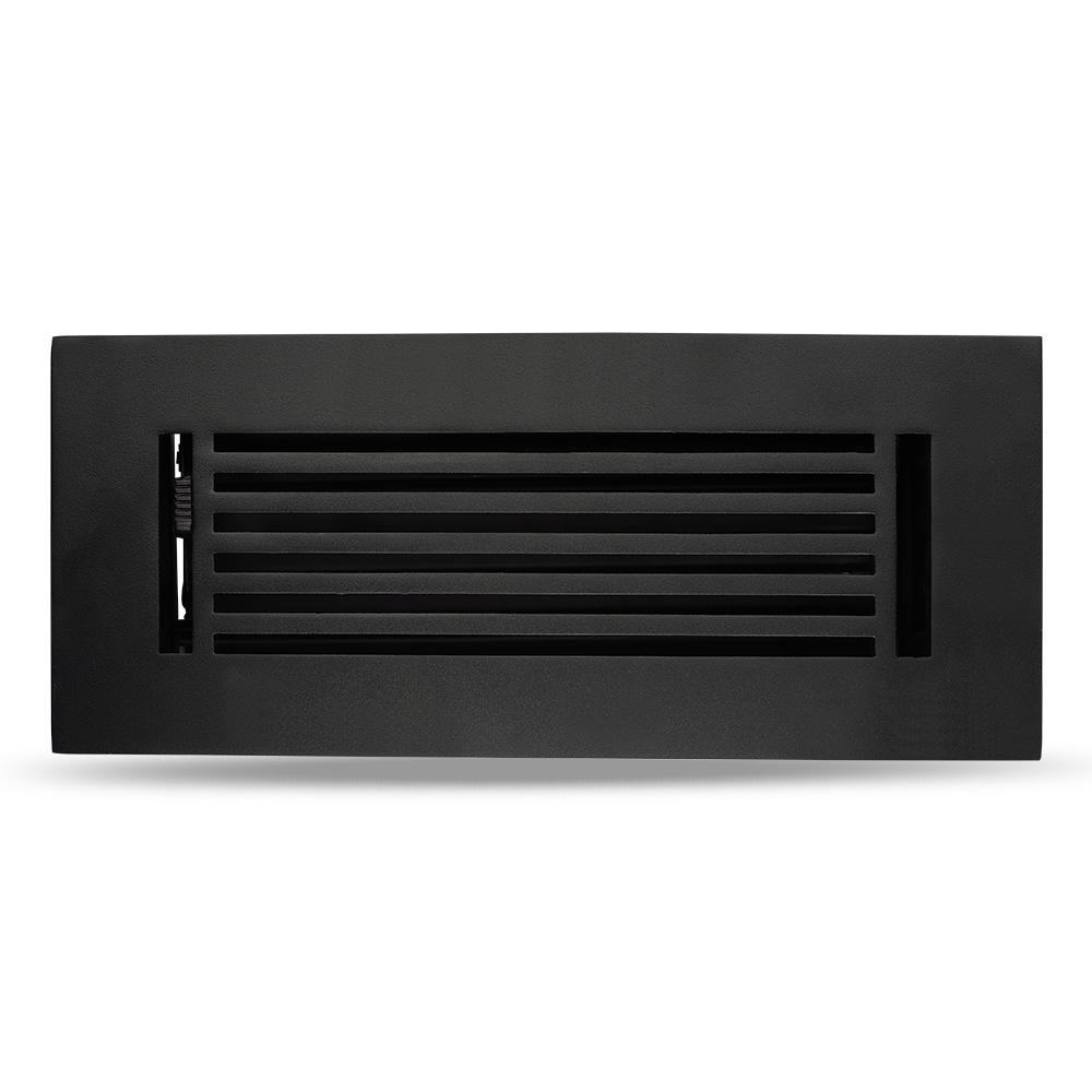 Floor Vent Cover / Register Size: 3” X 10” With Damper Top Faceplate Outer Size 12"x5", Thickness 5 Mm, High-Quality Metal – Cast Aluminum Powder Coated Re-Paintable For Floors, Walls, and Ceilings – Modern Linear Design (VR 109)