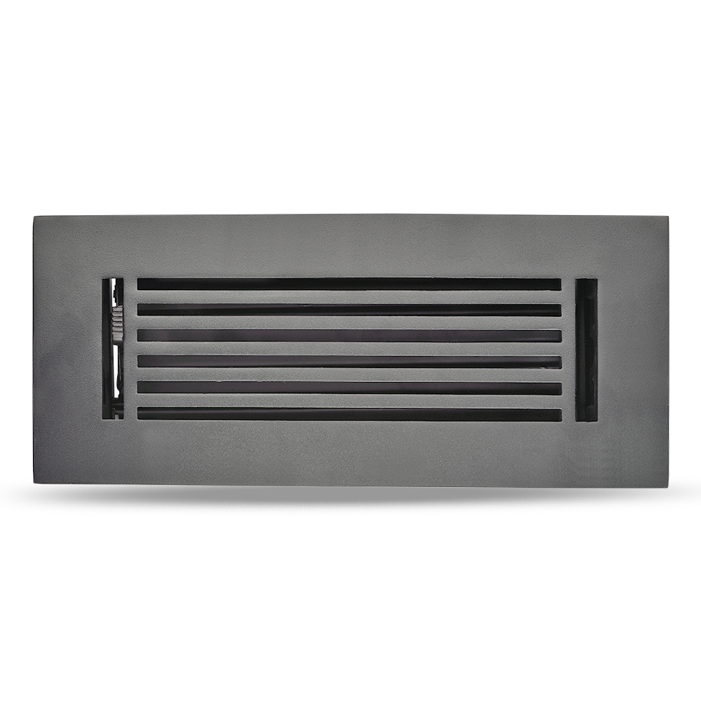 Floor Vent Cover / Register Size: 3” X 10” With Damper Top Faceplate Outer Size 12"x5", Thickness 5 Mm, High-Quality Metal – Cast Aluminum Powder Coated Re-Paintable For Floors, Walls, and Ceilings – Modern Linear Design (VR 109)